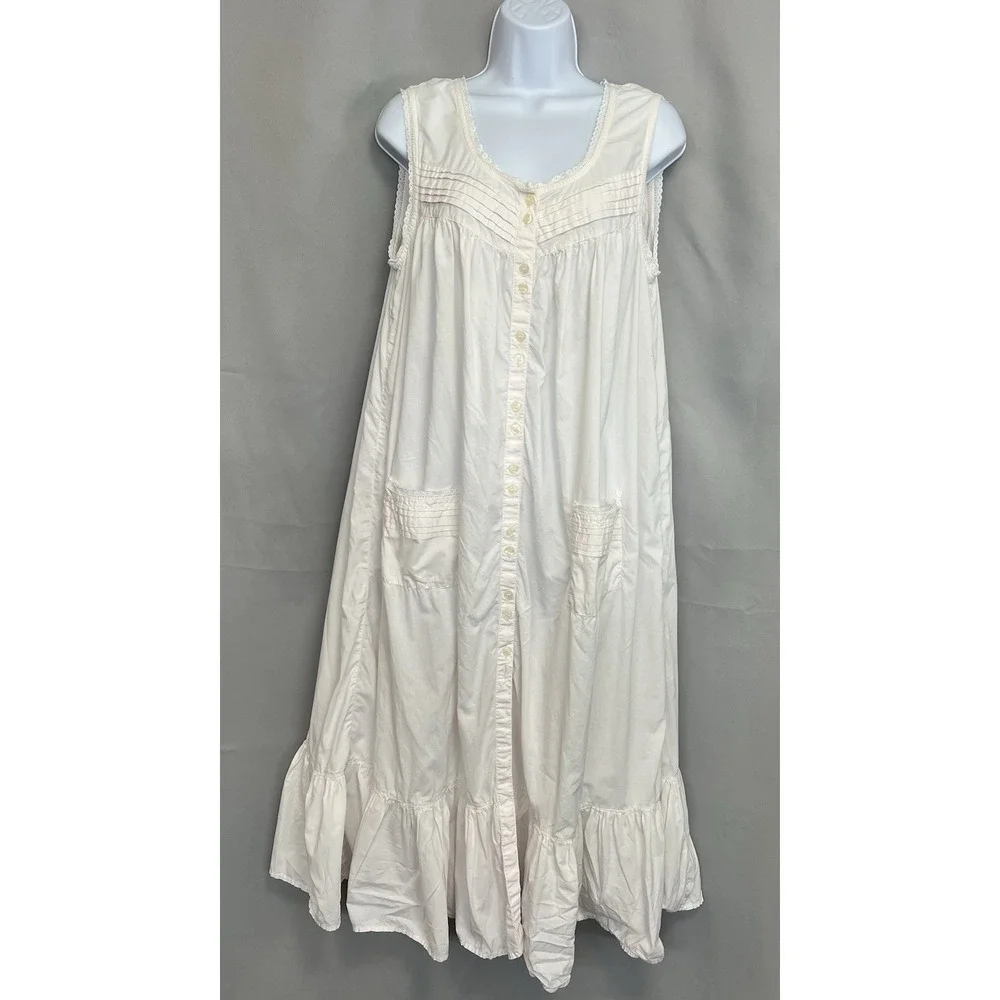 VTG Juliana Nightgown Women's 100% Cotton Pink Medium Victorian Button Front Y2K